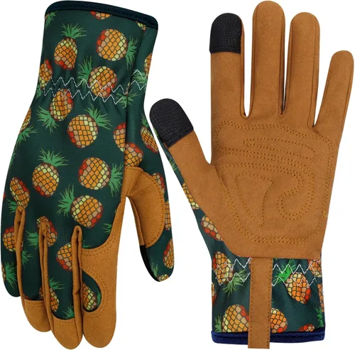 Vista 27 de Guantes de Jardinería de Cuero MERTURN para Mujeres, Guantes de Jardín a Prueba de Espinas, Guantes de Trabajo Compatibles con Pantalla Táctil