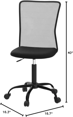 Vista 2 de BLKMTY Silla de oficina en casa, sillas de escritorio pequeñas sin brazos, sillas básicas de computadora de malla con respaldo medio, altura