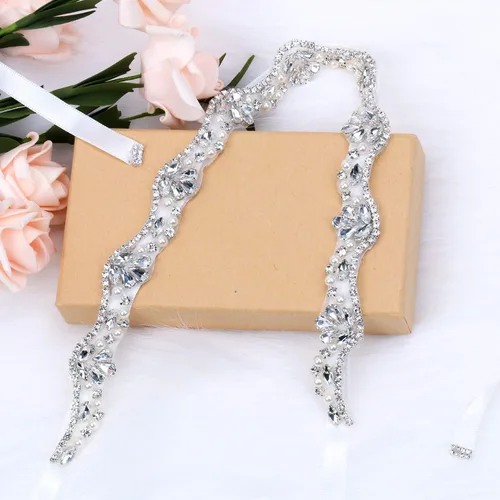 Vista 4 de Tendaisy Cinturón de novia de cristal para mujer, con diamantes de imitación, cinturones de boda para vestidos
