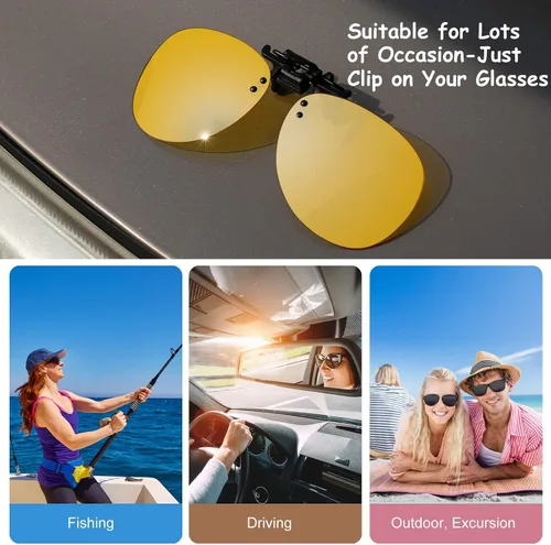 Vista 4 de Costyle Retro Polarized Clip on Flip up Plastic Sunglasses Driving Fishing Traveling
