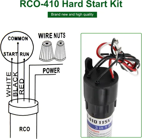 Vista 5 de RCO410 Kit de condensador de arranque duro 3 en 1 para refrigeradores y congeladores 1/4-1/3 H.P. 115VAC, reemplaza el modelo TJ90RCO410, AP4503017