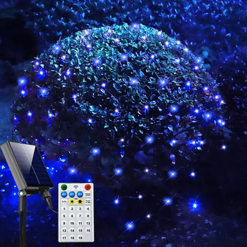 Vista 11 de Curyidy Red solar de luces de malla para exteriores, decoraciones de Navidad, cadena de 200 LED, impermeable, 19 modos para arbustos, vallas