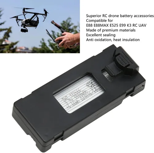 Vista 2 de Ejoyous Batería RC Dron, baterías RC Drone para E88 E88MAX E525 E99 K3 RC UAV, profesional 3.7 V 1800 Mah Control remoto UAV batería