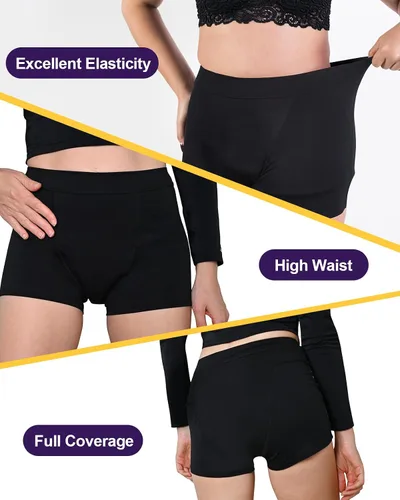 Vista 5 de Lictin Period Underwear for Women, Boyshort Absorbent Period Panties - Menstrual, Postpartum Briefs