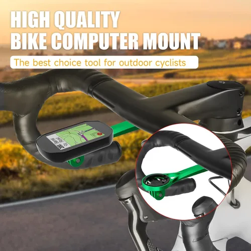 Vista 4 de Soporte para computadora de bicicleta, aleación de aluminio frontal compatible con Garmin, Wahoo, Bryton, Cateyer, cámara de acción deportiva y Verde
