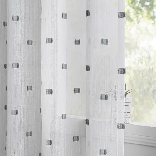 Vista 22 de MYSKY HOME Cortinas rosas para dormitorio de niñas, habitación de guardería, pompones para habitación de niñas y niños, cortinas traslúcidas blancas