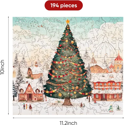 Vista 7 de Rompecabezas de árbol de Navidad Mys Aurora para adultos Hermosos rompecabezas de madera Piezas únicas Rompecabezas de madera para relajarse Regalos