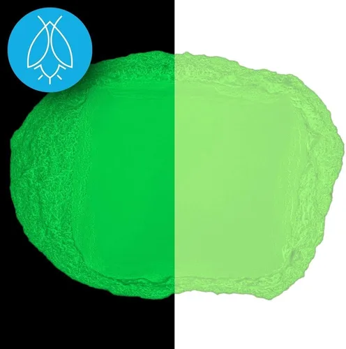 Vista 2 de 1 onza de polvo que brilla en la oscuridad, impermeable. Verde fluorescente