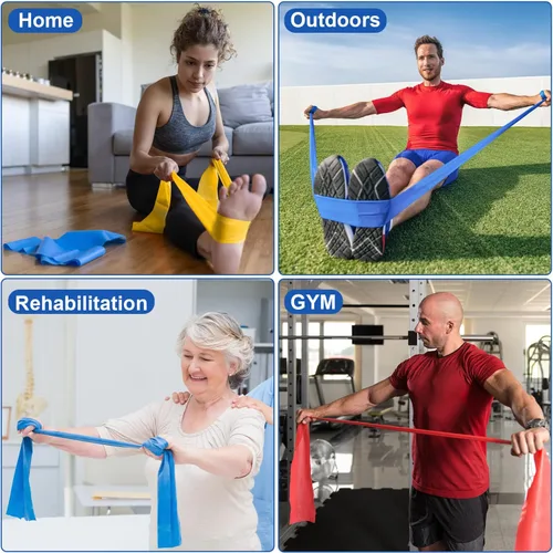 Vista 5 de Kit de bandas de ejercicio de resistencia – entrenamiento de fuerza y acondicionamiento – Pilates – Bandas de resistencia para movilidad