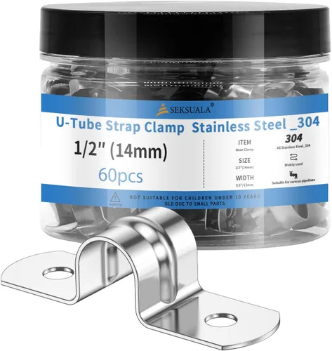 Vista 12 de 24 Piezas Abrazaderas de Conducto de Acero Inoxidable 304 de 1 1/4 Pulgadas (32mm), Abrazadera de Correa de Tubo en U de 2 Agujeros Soporte en U