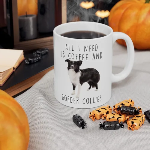 Vista 7 de Taza de café blanca con texto en inglés "I Love Coffee And Border Collie", regalos divertidos para perros y madres, regalos de Navidad 2024
