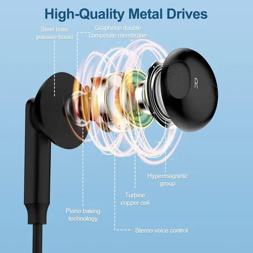 Vista 2 de Auriculares tipo C con cable USB C para Samsung Galaxy A17/A16 5G/S25 FE/S25 Ultra/S25 Plus/S24FE/S23FE/A56/A36/S22, iPhone 17/16e/16 Plus/Pro Max