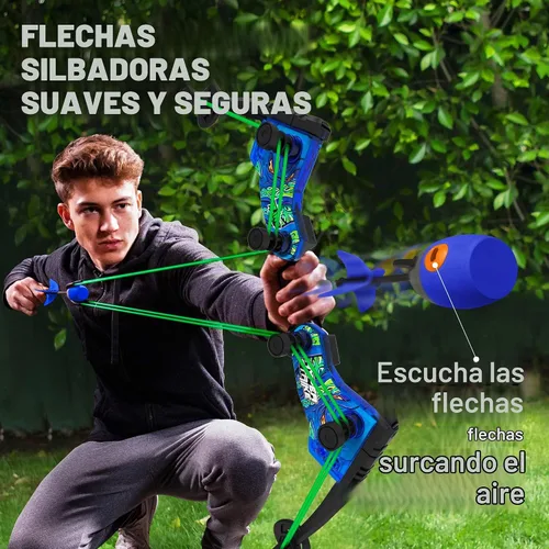 Vista 3 de Zing HyperStrike Dominator - Juego de arco y flecha, 4 flechas de silbato