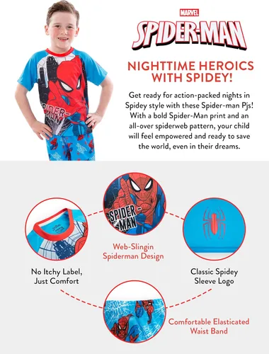 Vista 4 de Marvel Pijama de Spiderman para niños Pijama corto para niños de Spider-Man Producto oficial de Spiderman