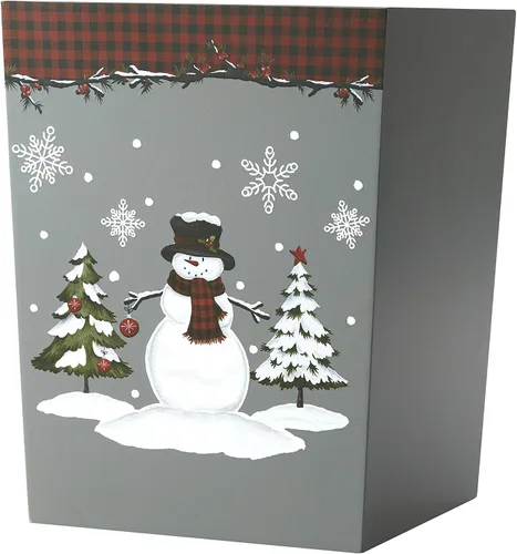 Vista 3 de SKL Home de Saturday Knight Ltd. papelera, diseño de bosque de invierno, color rojo