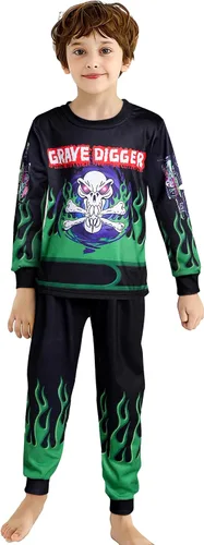 Vista 7 de ANAVAE Boys Cars Costume for Kids Truck Long Short Shirt and Pants Sets Cartoon Machine Home Wear for 2-8 Years
