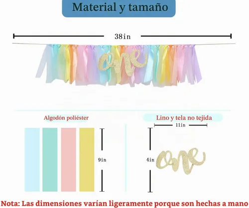 Vista 2 de Cartel de arcoíris pastel para silla alta, decoración bohemia para fiesta