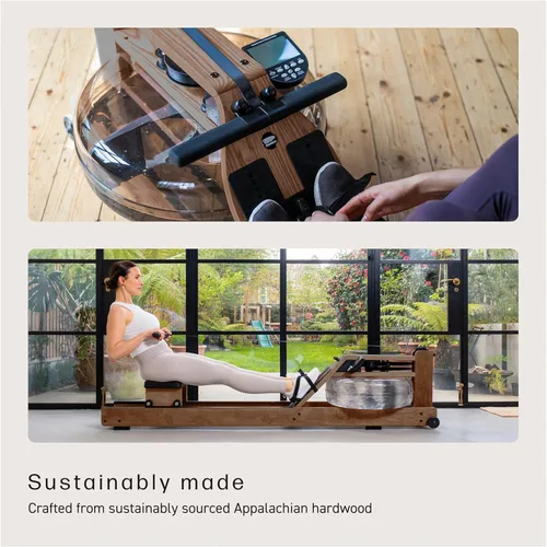 Vista 7 de WaterRower - Máquina de remo vintage de roble con monitor S4 BLE Remo de agua fabricado en EE. UU. Máquina de remo Erg original artesanal