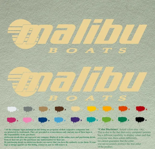 Vista 3 de Malibu Boat - Juego de 2 calcomanías de vinilo de repuesto compatibles con botes de restauración (12 pulgadas, negro 070)