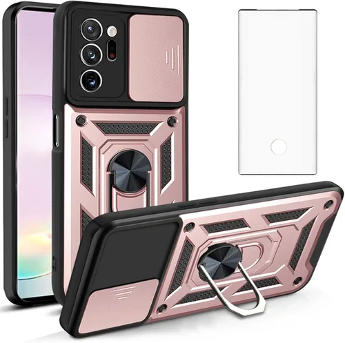 Vista 9 de Funda para teléfono Samsung Galaxy Note 20 Ultra Glaxay Note20 Plus 5G con cubierta de cámara y protector de pantalla de vidrio templado, soporte