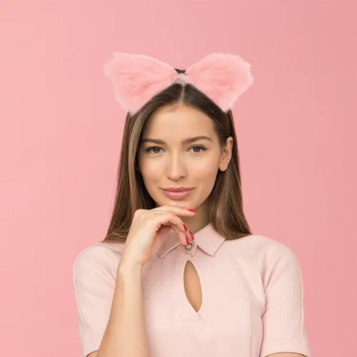 Vista 5 de Jerany Diademas de felpa con orejas de gato, lindas diademas de gato, para fiesta de cosplay, orejas sexys, aro de pelo sintético para mujeres