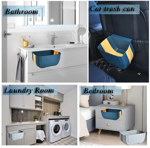 Vista 6 de Mini cubo de basura plegable colgante para puerta de armario de cocina, pequeño cubo de basura plegable debajo del fregadero, cubo de basura