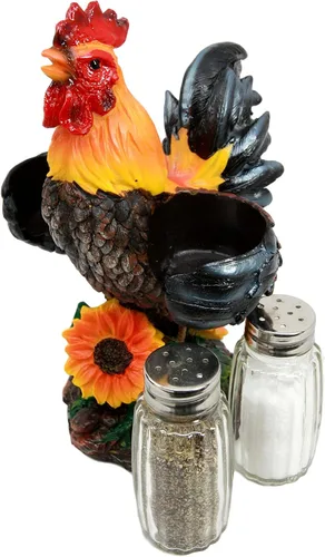 Vista 7 de Ebros Country Farm Barnyard Alpha Rooster - Juego de salero y pimentero, juego de figuras de girasol, aves de corral, pollo, condimentos decorativos