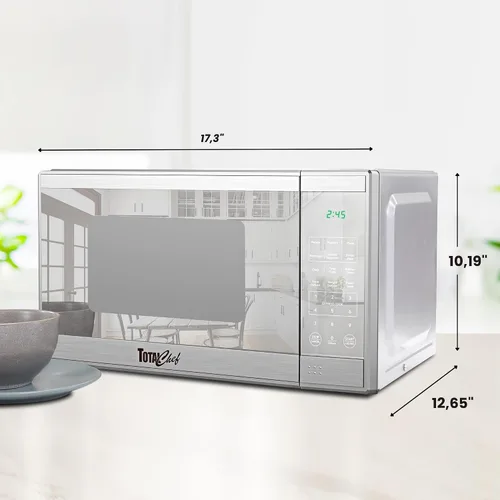 Vista 7 de Total Chef Horno microondas de 0.7 pies cúbicos - Microondas compacto de encimera, pequeño electrodoméstico de cocina de acero inoxidable