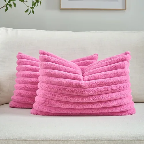 Vista 71 de FUTEI Pack of 2 Faux Fur Throw Pillow Covers 20x20 Inch, Navy Blue Azul marino