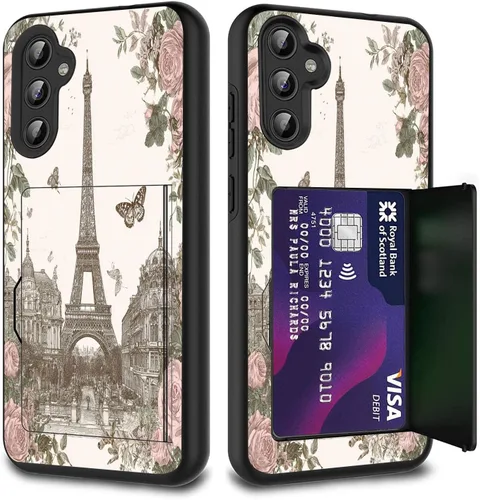 Vista 16 de Funda híbrida de doble capa con función atril para Samsung Galaxy A16 5G de 6.9 pulgadas, diseño de vaca con bandera estadounidense
