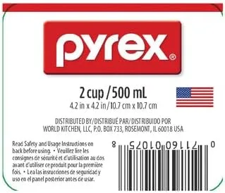 Vista 7 de Pyrex Prepware 6001075 - Taza medidora, diseño de gráficos rojos, transparente