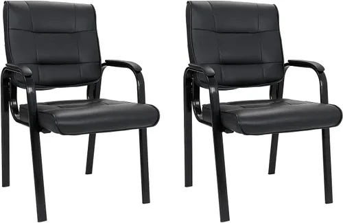 Vista 10 de JupiterForce Sillas de sala de espera, silla de cuero para recepción, oficina, recepción, sin ruedas, con reposabrazos acolchado, para el hogar
