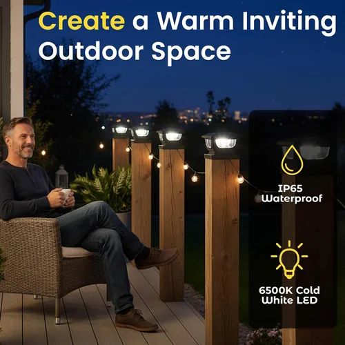 Vista 4 de Brighticonic Luces solares para tapa de poste para exteriores de 4 x 4, 3 x 3 – Luces de poste de encendido/apagado automático alimentadas por