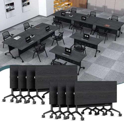 Vista 27 de Paquete de 4 mesas de conferencias plegables, mesa de entrenamiento modular Gris hierro profundo