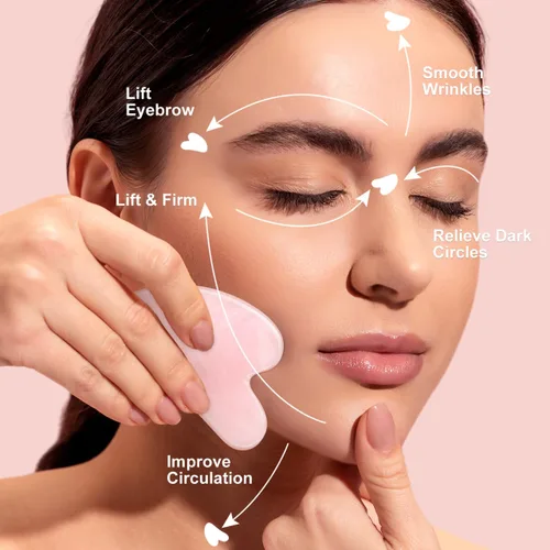 Vista 2 de rosenice Gua Sha Herramientas faciales Guasha Herramienta Gua Sha Jade Piedra para el cuidado de la piel facial Cuerpo Acupuntura Alivia
