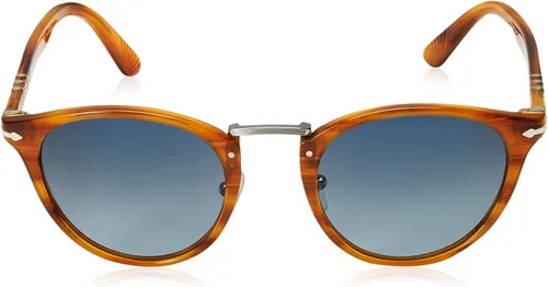 Vista 2 de Persol PO3108S - Gafas de sol redondas, Rayas AzulNaranja