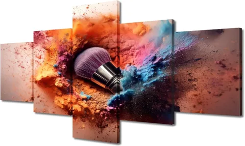 Vista 56 de Póster abstracto de labios de niña, cuadros dorados sobre lienzo, arte de pared, hermosos pósteres e impresiones en lienzo de 5 piezas, arte