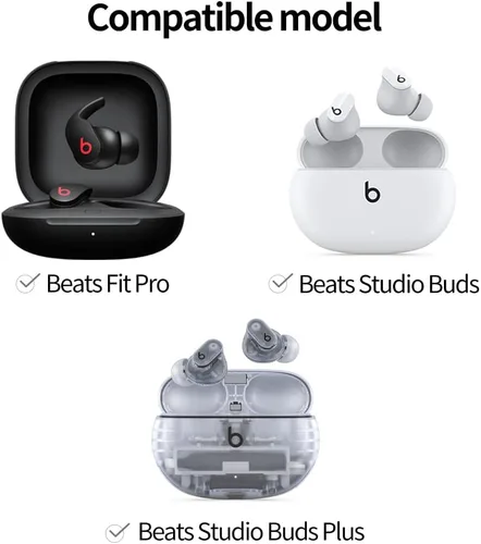 Vista 2 de Orejeras multibrida prémium para Beats Studio Buds/Beats Fit Pro/Beats Studio Buds+ (transparente) – Siempre se ajusta, nunca se desliza