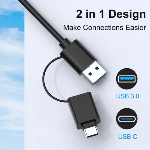 Vista 3 de Lector de tarjetas múltiples USB C USB3.0 para tarjetas SD, CF, Micro SD, XD, MS - Adaptador Hub 7 en 1 para Windows, Mac, Linux, Android