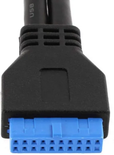 Vista 5 de MaxLLTo 2 puertos 7.9 in longitud USB 3.0 tipo A hembra a la placa base de 20 pines adaptador de cable negro 1 pieza