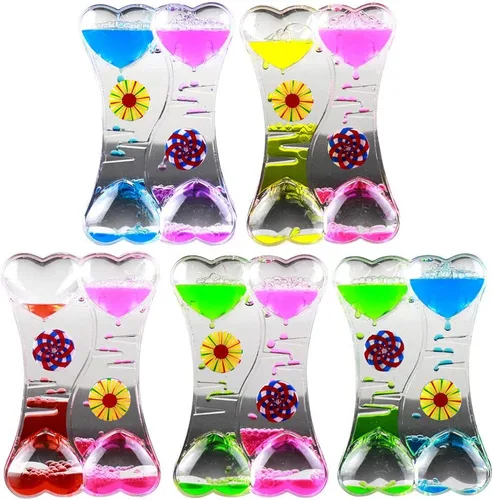 Vista 2 de MG554zy0 Doble Corazón Líquido Movimiento Burbuja de Goteo Aceite de Arena Reloj Temporizador Reloj de Juguete para Niños Regalo Doble Corazón