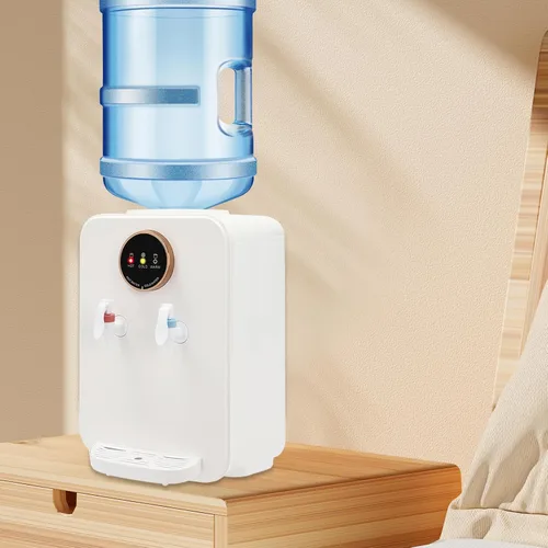Vista 6 de Dispensador de agua de encimera de carga superior de 110 V, mini enfriador de agua con agua caliente, fría y a temperatura ambiente, dispensador
