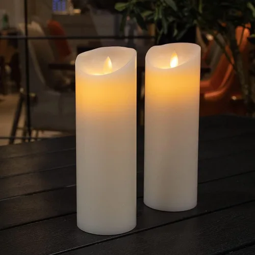 Vista 4 de Fire Tek - Vela de pilar sin llama de 3 x 8.7 pulgadas, 1 vela LED programable, llama bailarina, para el hogar, bodas y fiestas, vela blanca