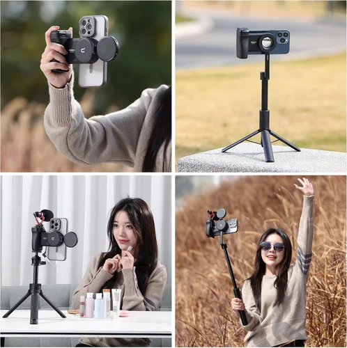 Vista 9 de ULANZI MA35 Selfie Phone Tripod Mount, 2-in-1 Magnetic &Phone Clip Grip