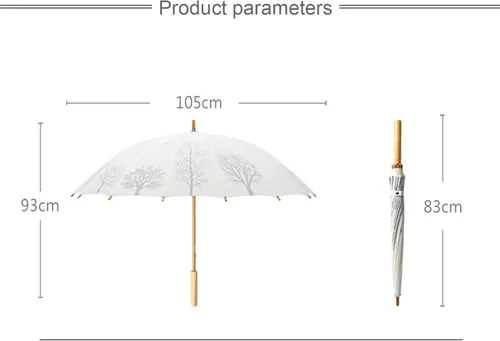 Vista 4 de Sombrilla de mango largo, paraguas de papel resistente a la lluvia, a prueba de tormentas para hombres y mujeres, mango de madera clásico