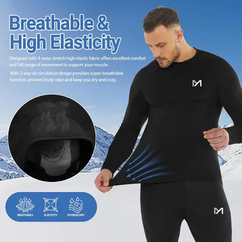 Vista 18 de MEETWEE Paquete de 4/5 camisas de compresión térmica para hombre, manga larga, forro polar, capa base, equipo de entrenamiento de invierno