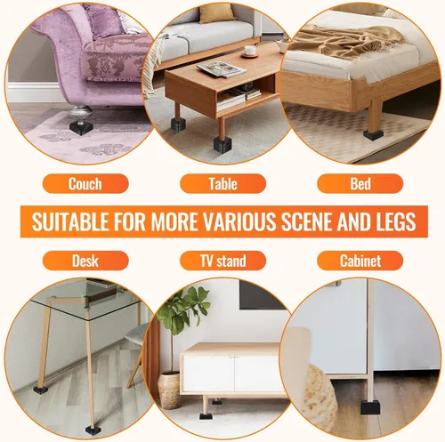 Vista 6 de shouwuhho Elevadores de muebles, paquete de 12 elevadores de cama con agarre antideslizante y soporte resistente, elevación de 1 pulgada, 2