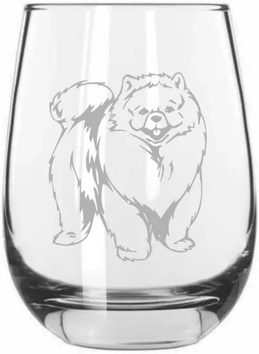 Vista 433 de Shar Pei (chino) - Vaso de vino sin tallo grabado para perro, 15.25 onzas
