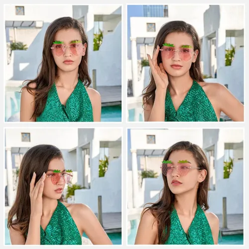 Vista 7 de BAWUYI Lindas gafas de sol en forma de fresa para mujeres, hombres, niñas, niños, accesorios de fiesta de graduación, Halloween, Navidad, disfraces