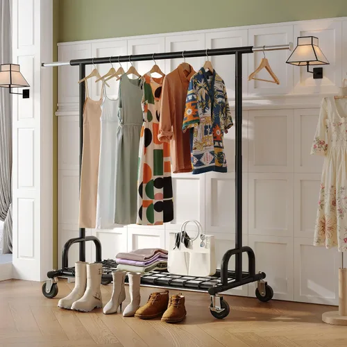 Vista 8 de Raybee Perchero resistente para ropa, estantes para ropa para colgar ropa pesada 200+, perchero enrollable para ropa con capacidad de carga de 485